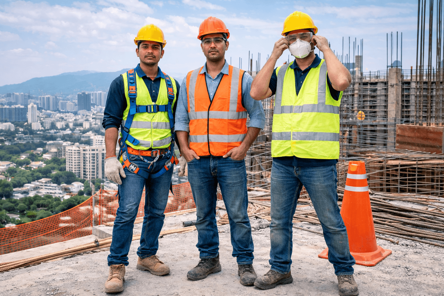 PPE safety equipment used on construction site in Pune