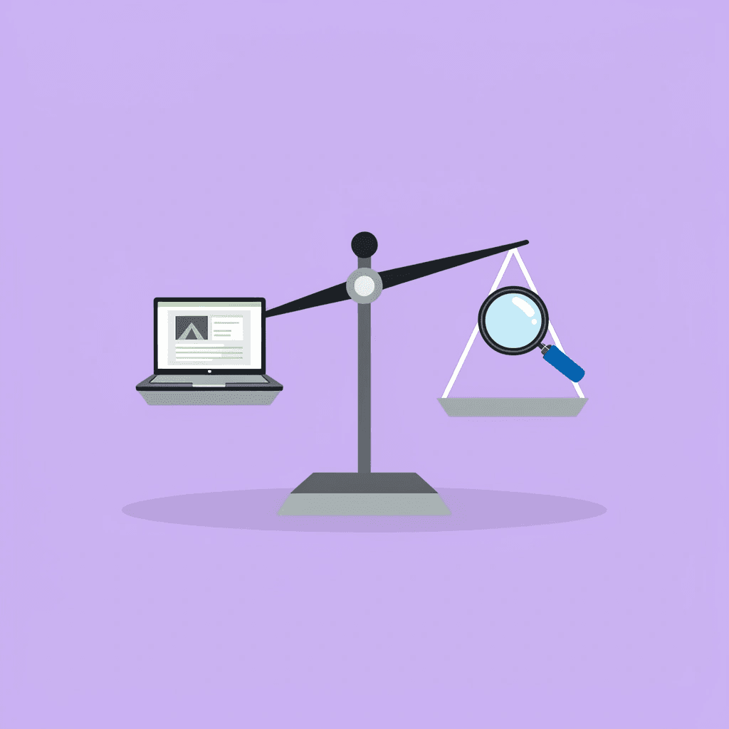 Balance scale comparing generic demos on one side with deep work demos on the other
