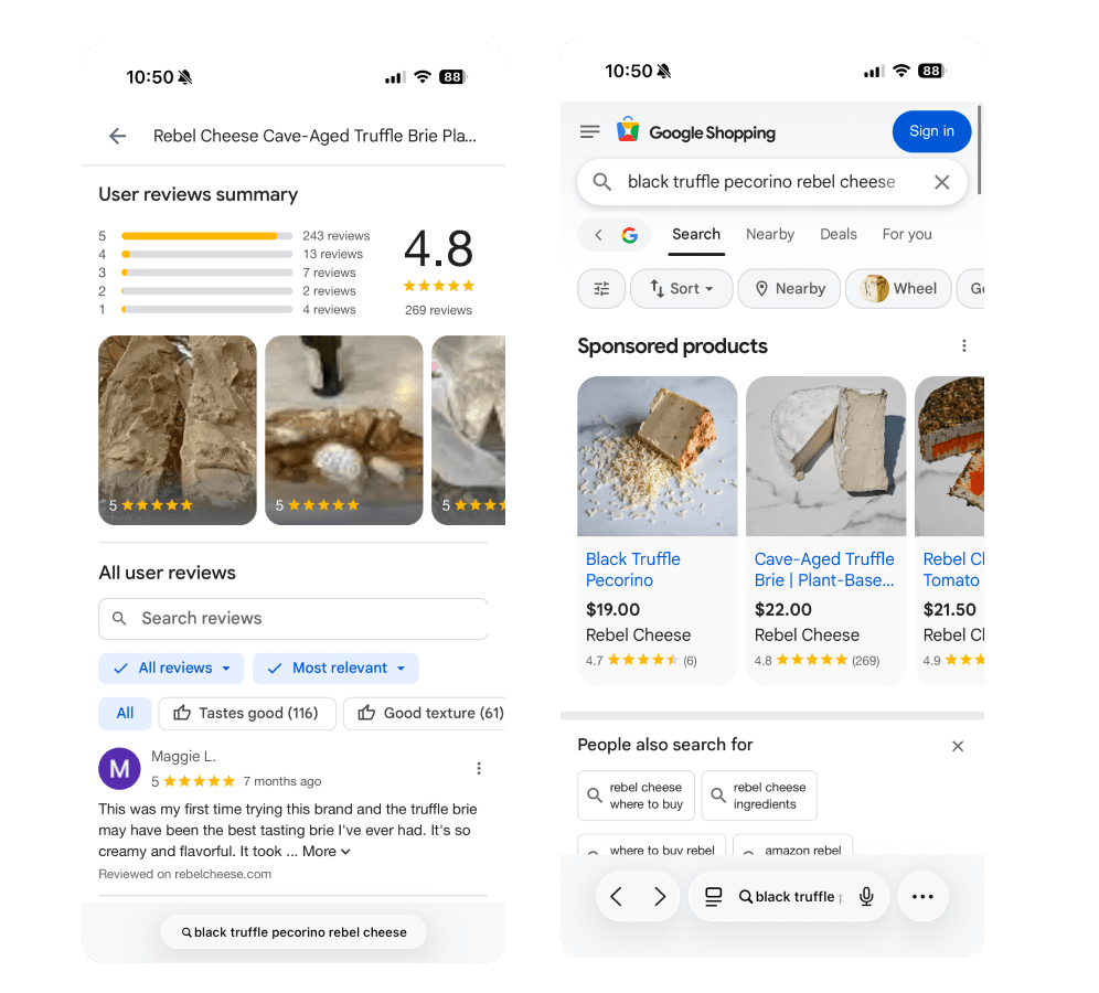 rebel cheese google shopping