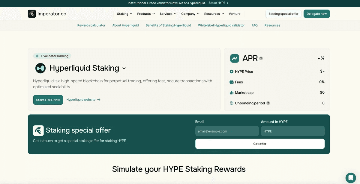 Hyperliquid blockchain staking imperator.co