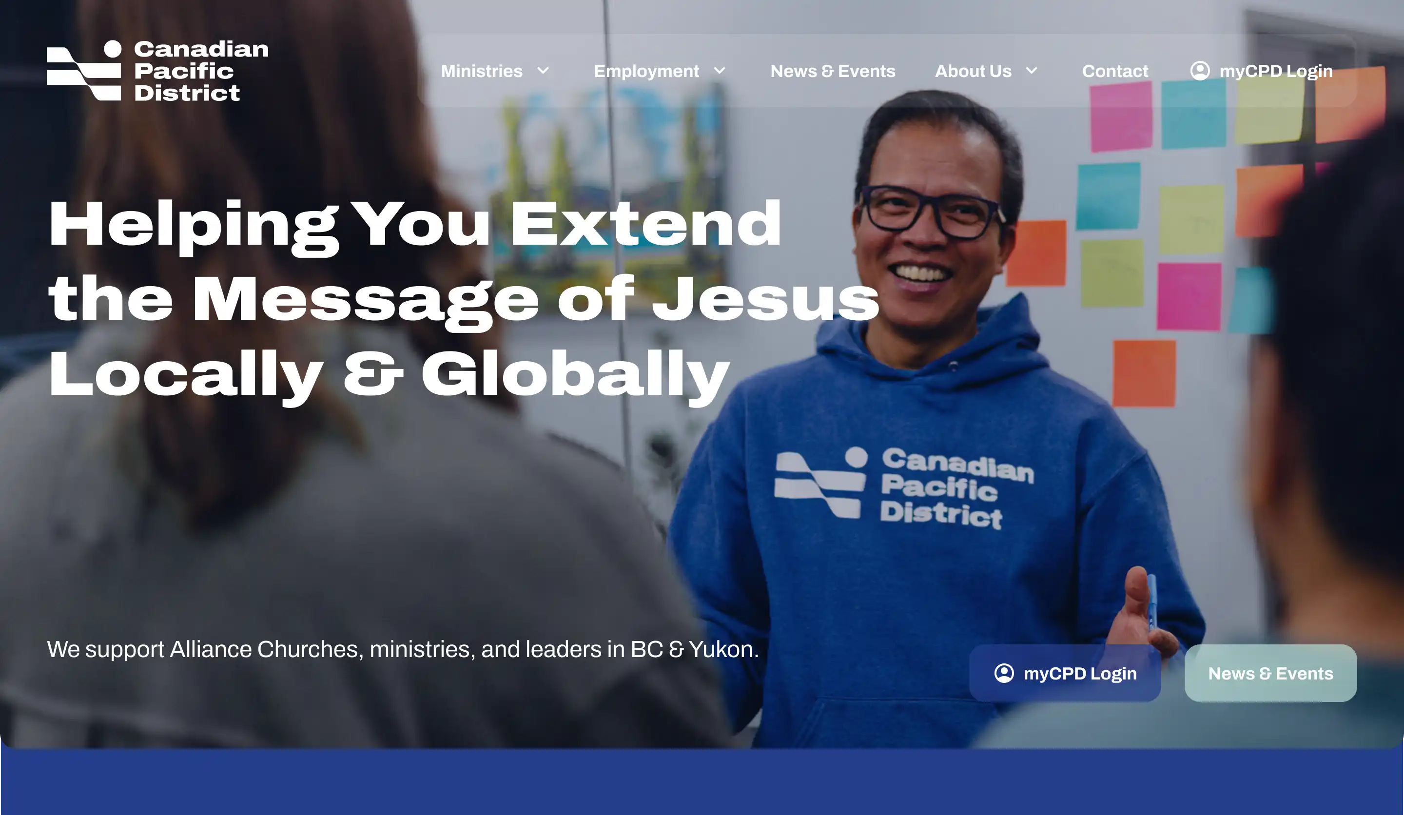 Canadian Pacific District website section highlighting helping extend message jesus locally globally