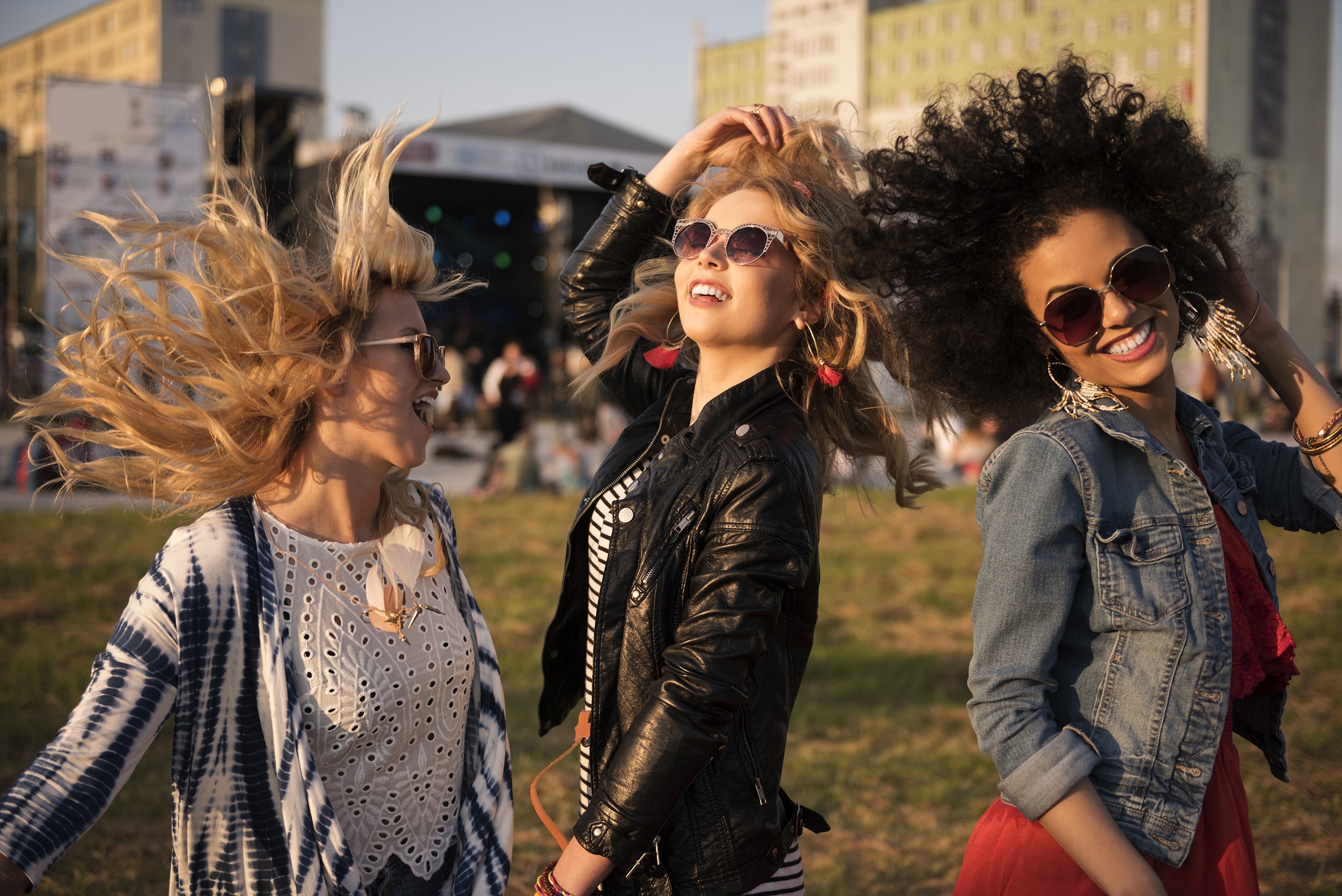 Friends partying outdoors