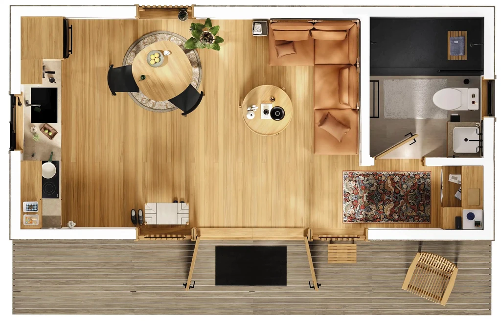 300sf studio · 1 bath