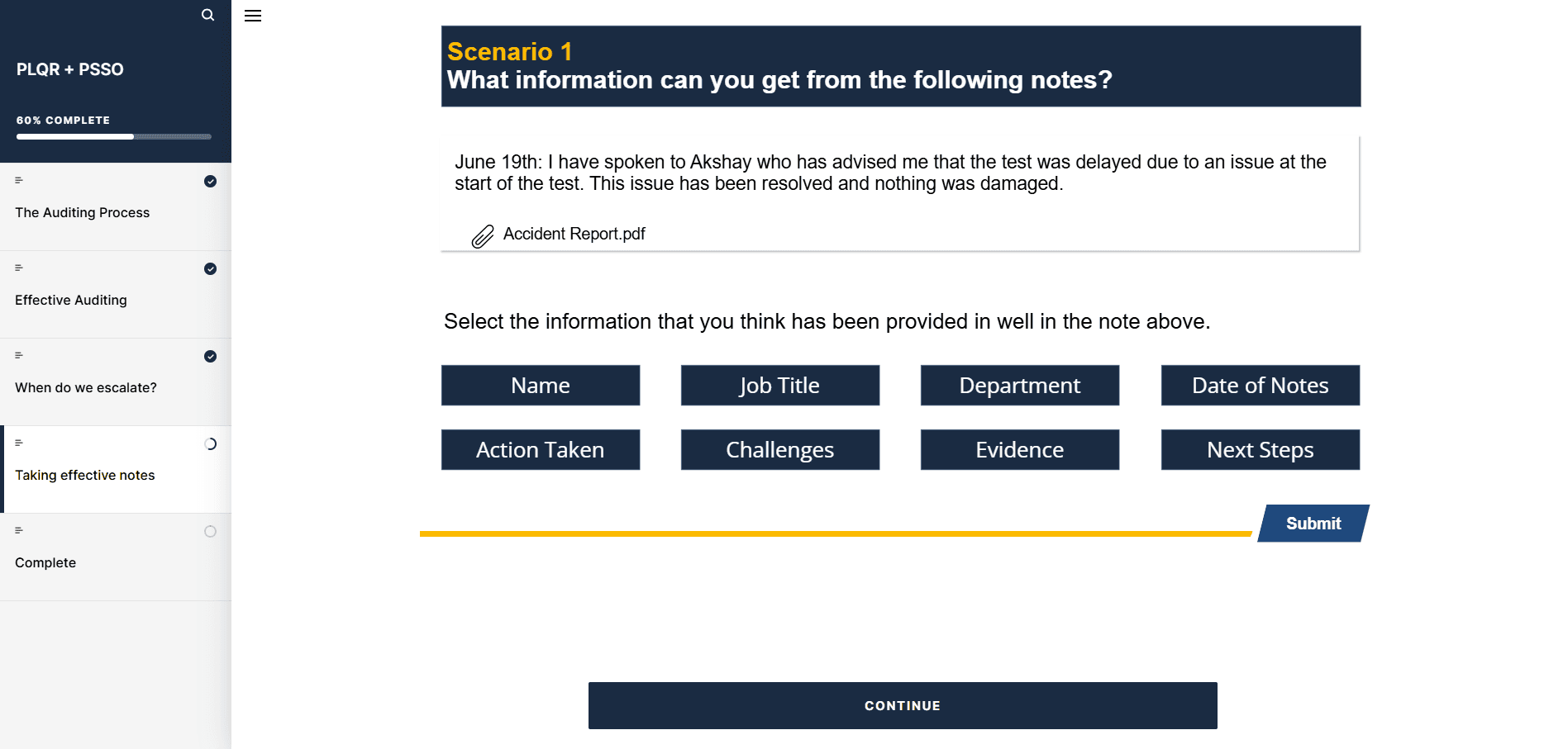 A screenshot of the GKN module.