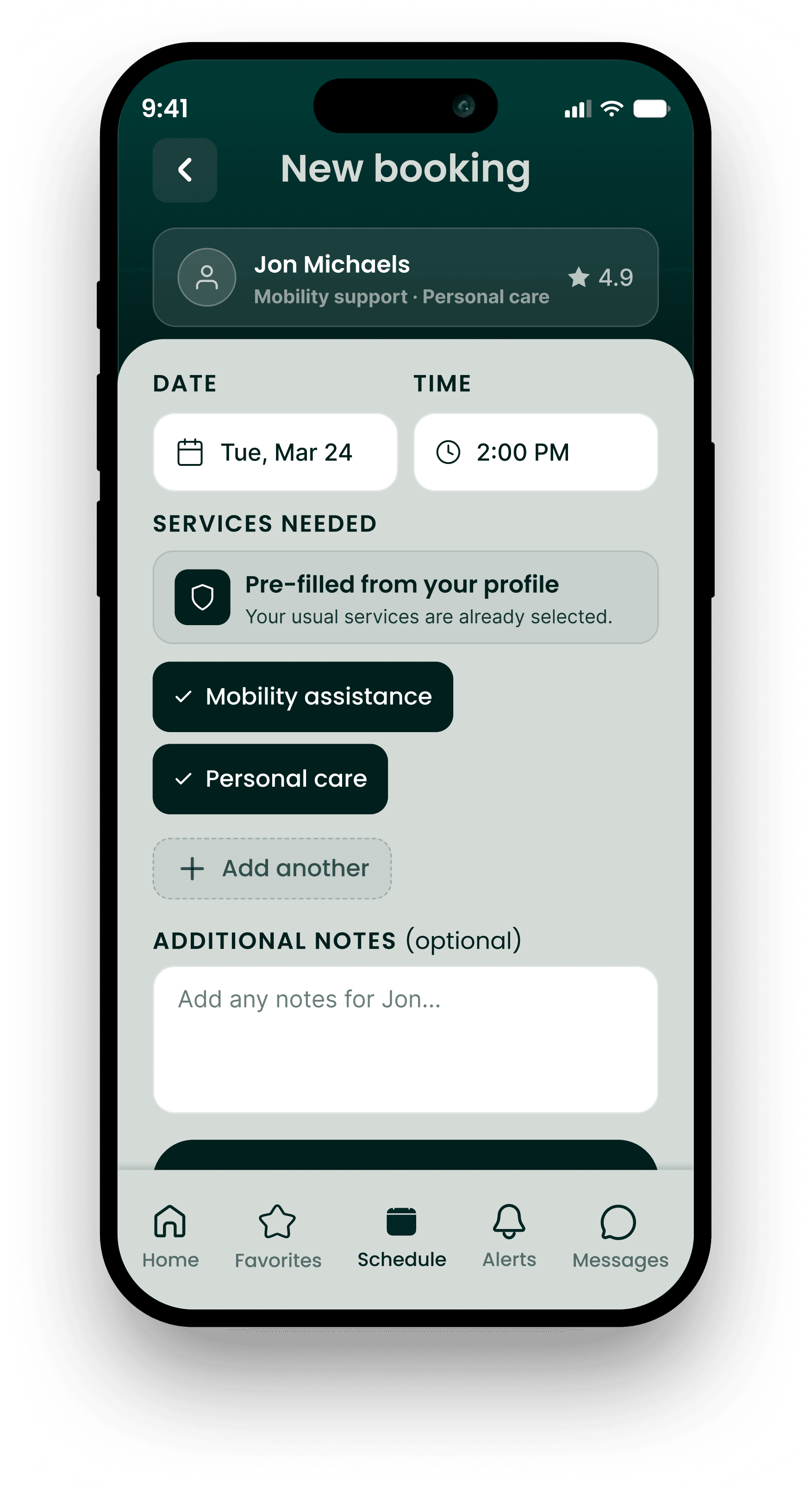 The bottom half of a screen of a mobile device