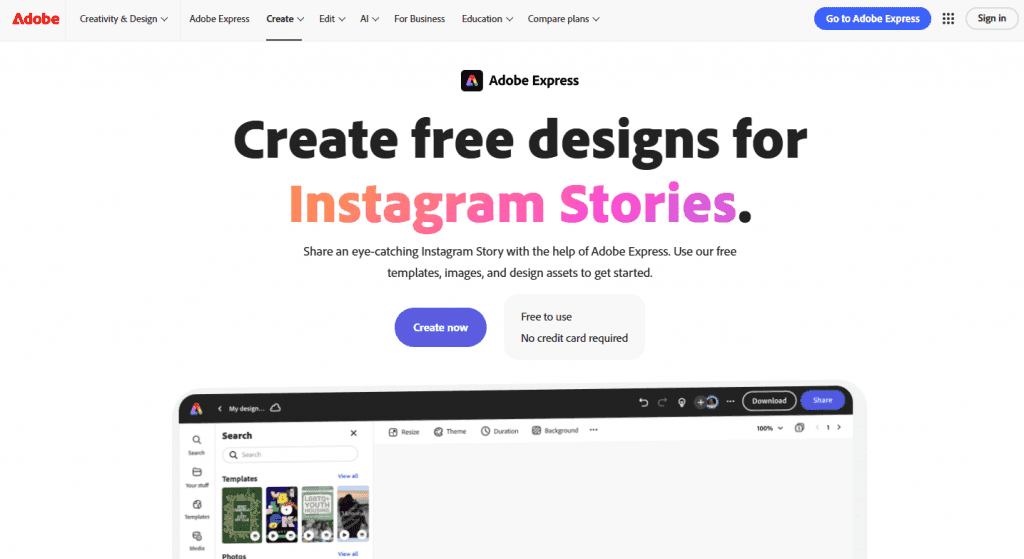 Adobe Express Instagram Stories