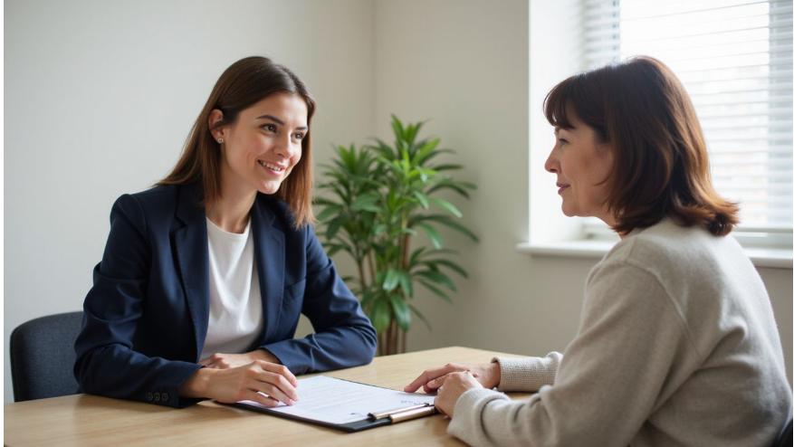 Healthcare professional discussing patient needs with a patient