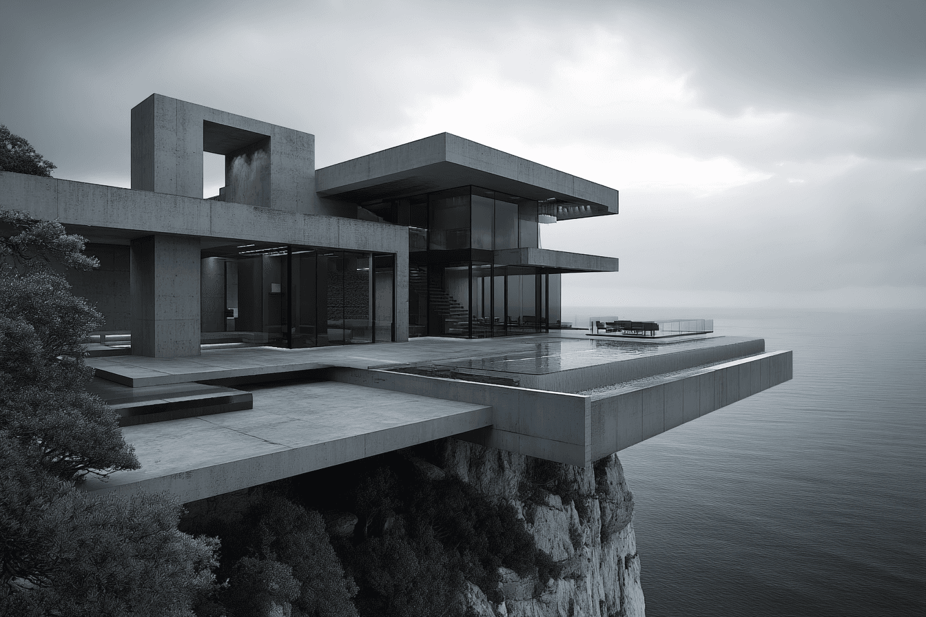 imagem de casa de luxo numa encosta