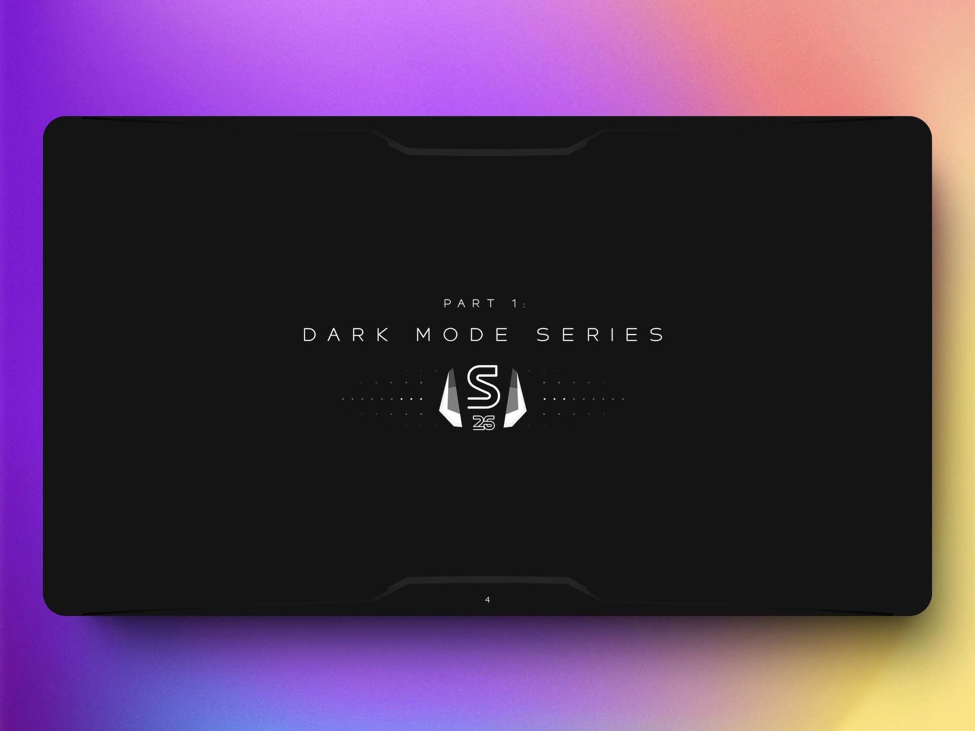 SGD.26 Dark Mode Series title page featuring silver S25 logo mark on black background for Spencer Dinwiddie brand presentation