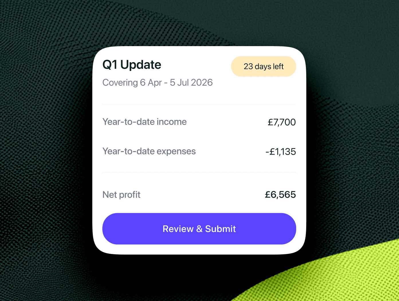 MTD quarterly rent submission screen in August landlord app