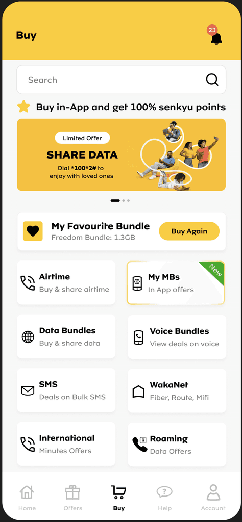 MyMTN app buy bundles  screen  interface 