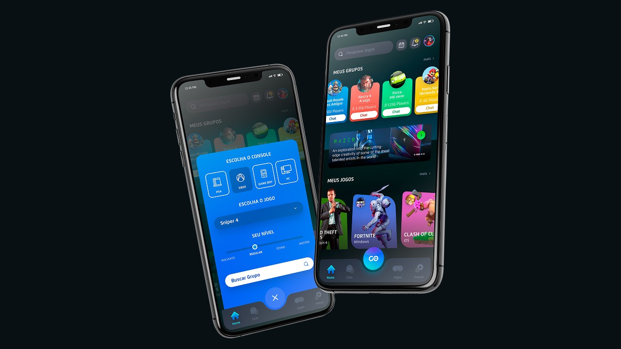Aplicativo Gogame com interface criada pela Wama