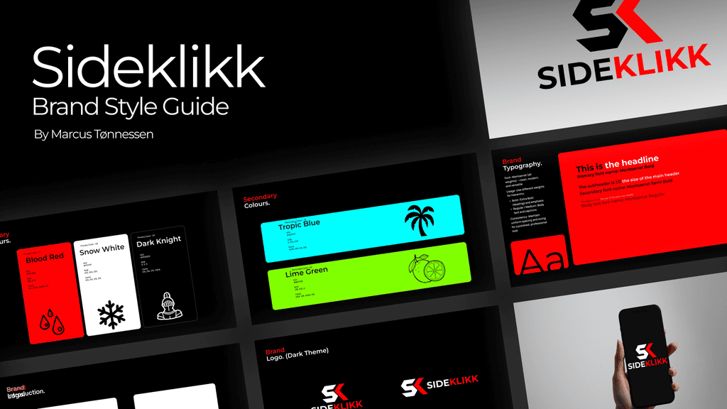 Sideklikk sin brand style guide – eksempel på visuell identitet og fargepalett