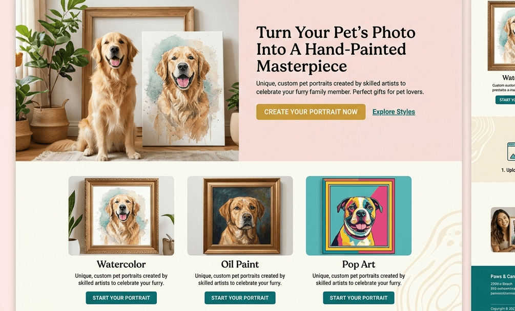 Print on demand pet portrait brand