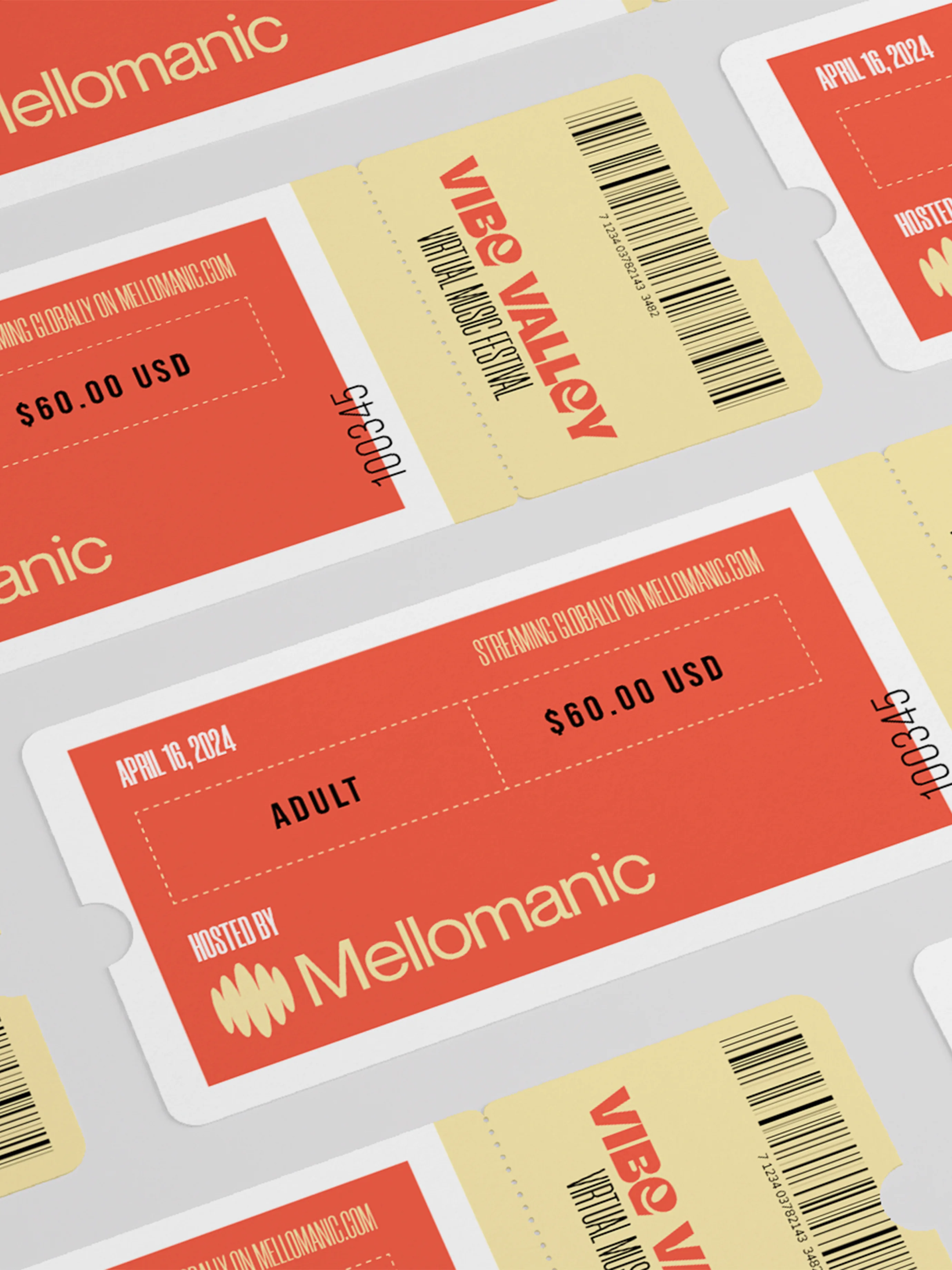 Mellomanic — Branded VIBE VALLEY tickets — Event collateral