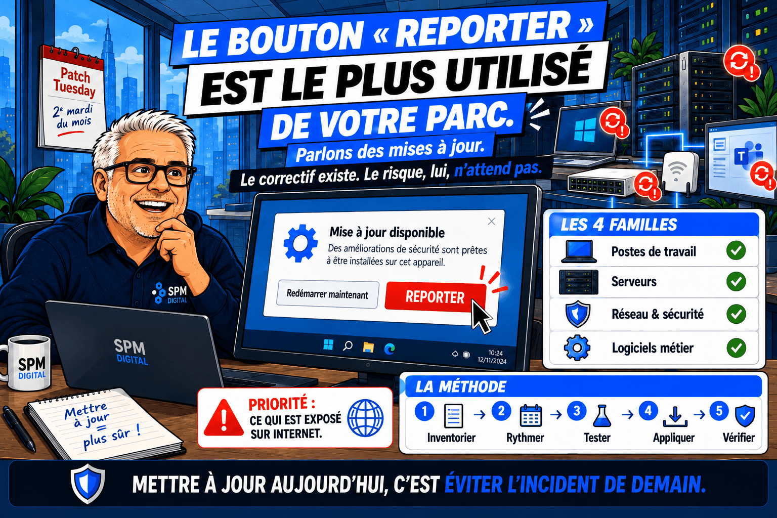 Le bouton « reporter » est le plus utilisé de votre parc. Parlons des mises à jour.