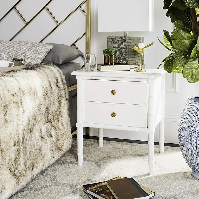 White bamboo nightstand – A stylish and functional furniture piece, perfect for any modern home.