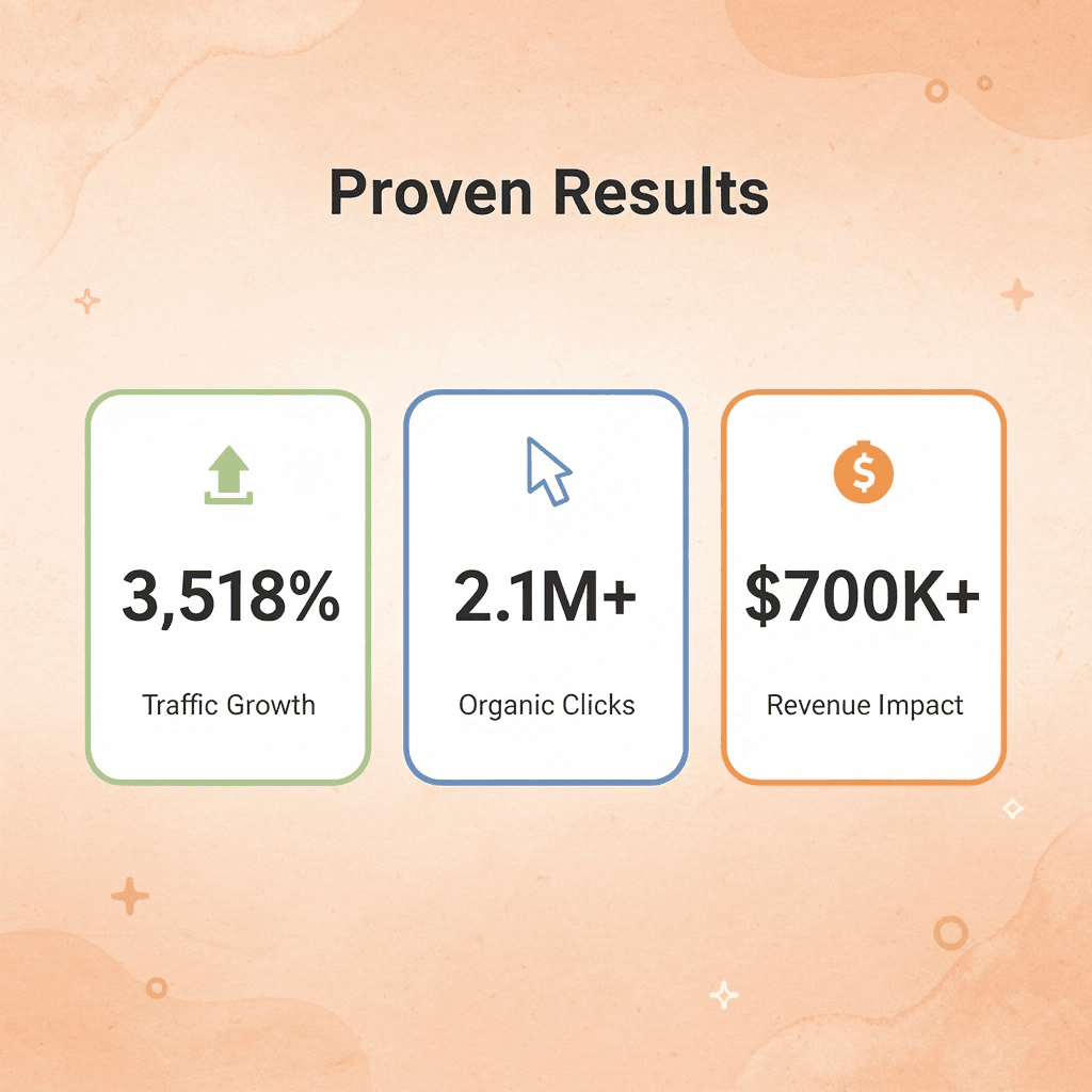 Metrics showing proven SEO results, including traffic growth, clicks, and revenue - B2B SaaS SEO Agency