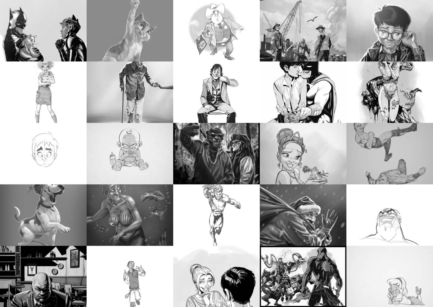 Image grid of Carlo's drawings