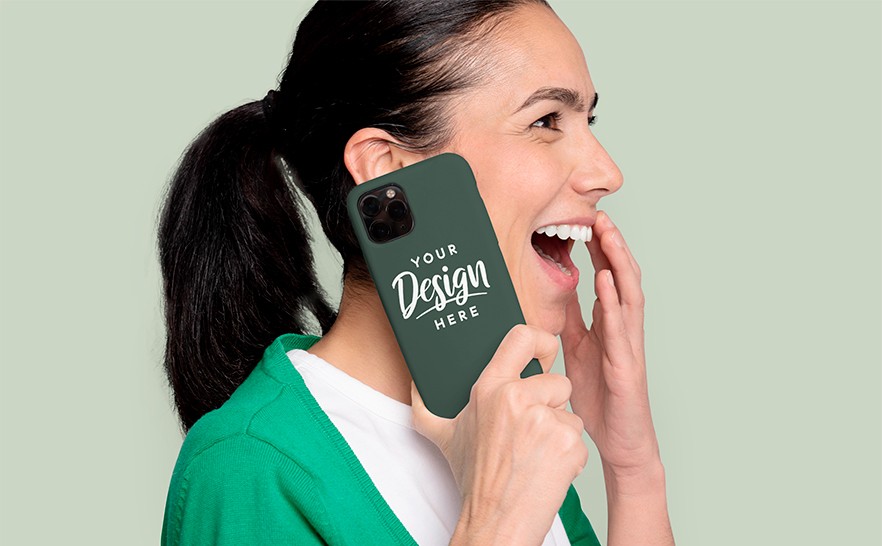 mockup of a woman speaking on her phone