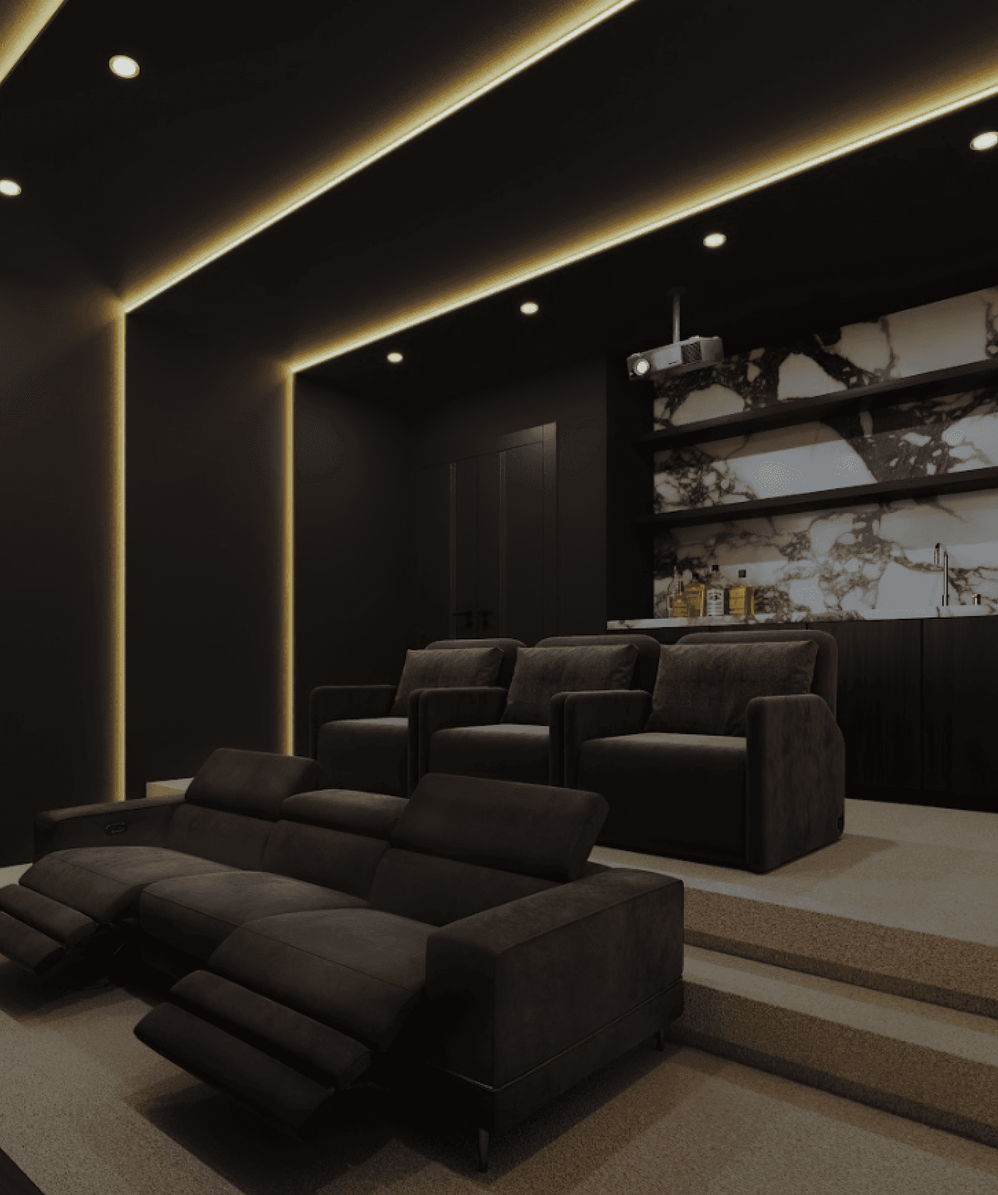 Path leads to tropical huts and lush greenery.