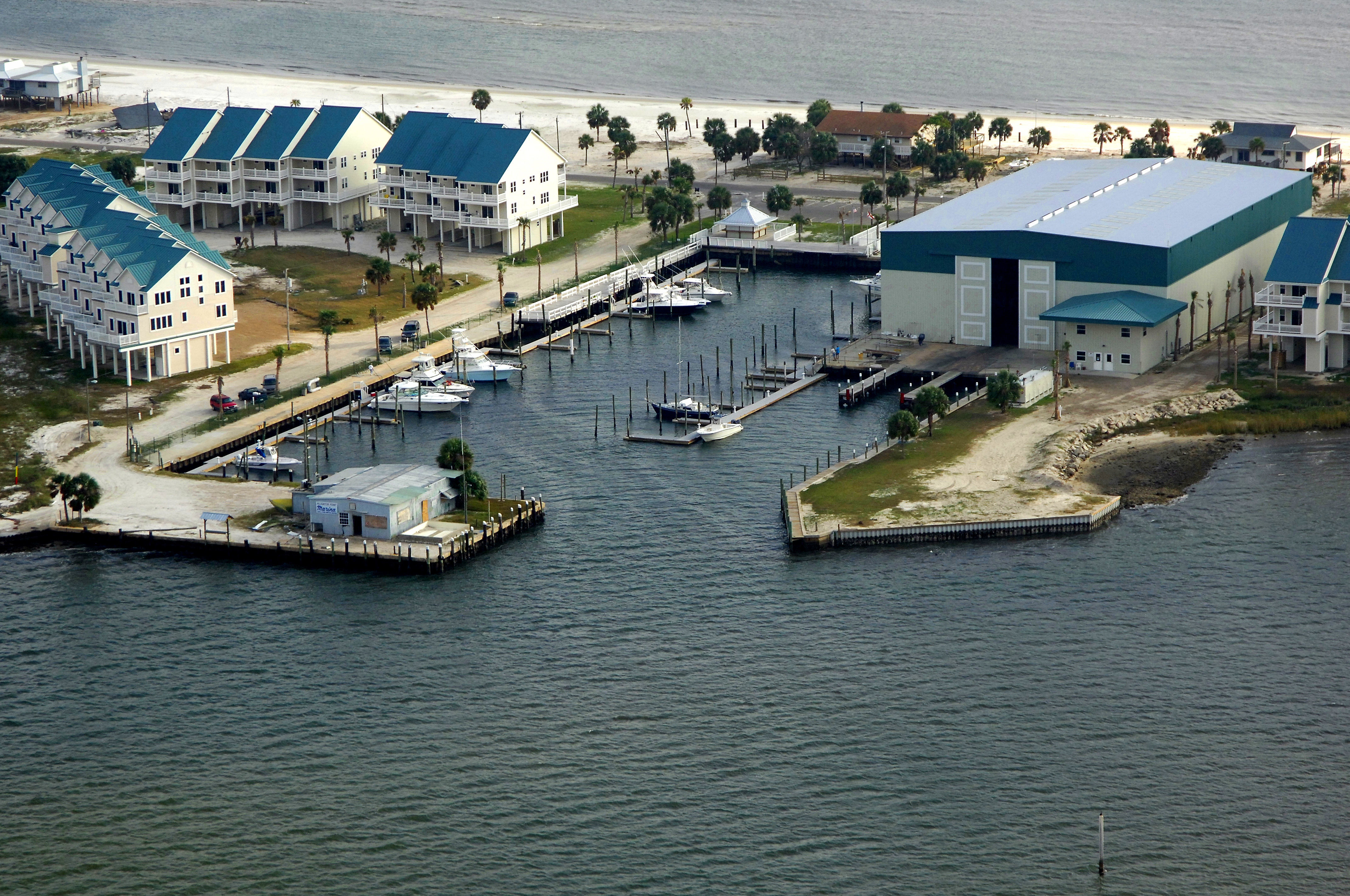Alligator Point Marina Storage and Docks with water in the foreground