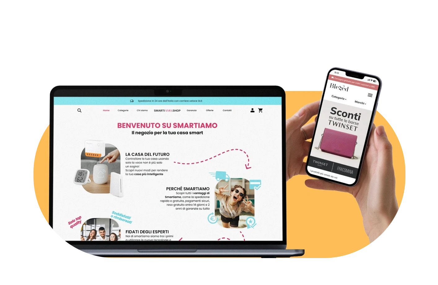 Sito web professionale sito menu prenotazioni appuntamento computer telefono tablet mobile