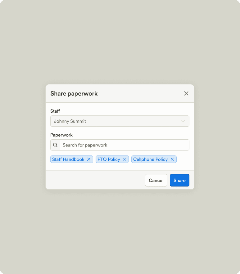 Staff paperwork sharing