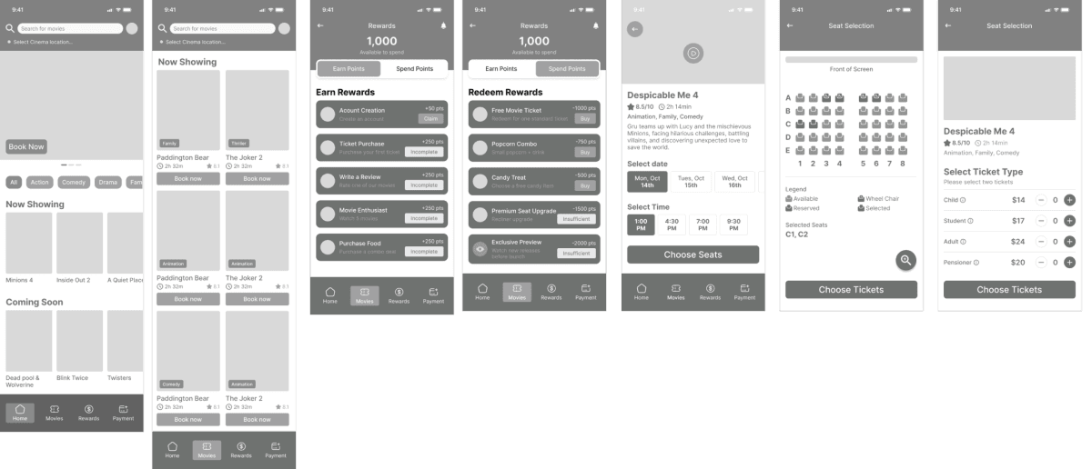 Low Fidelity Mock ups