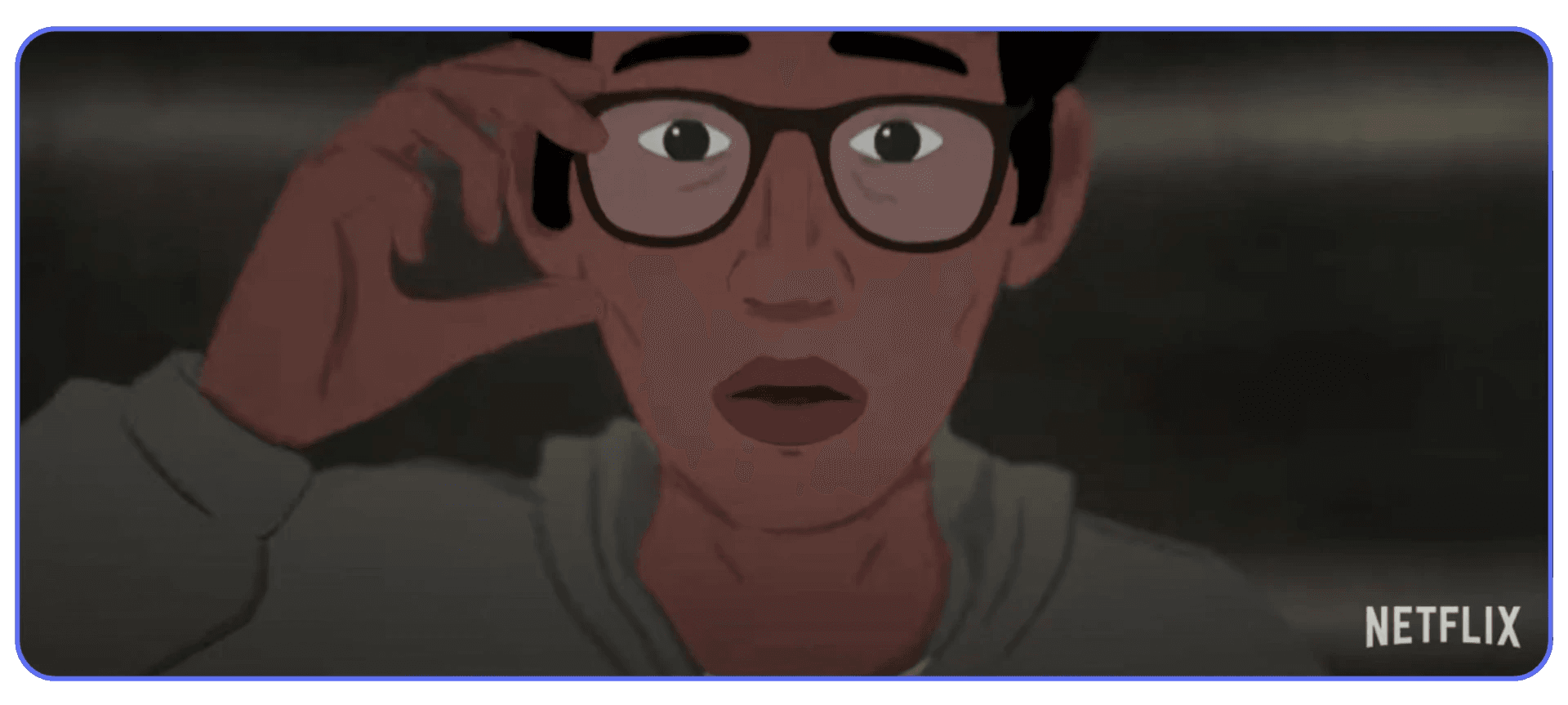 Close-up scene from I Lost My Body created with Blender and Grease Pencil in a 2D animation style