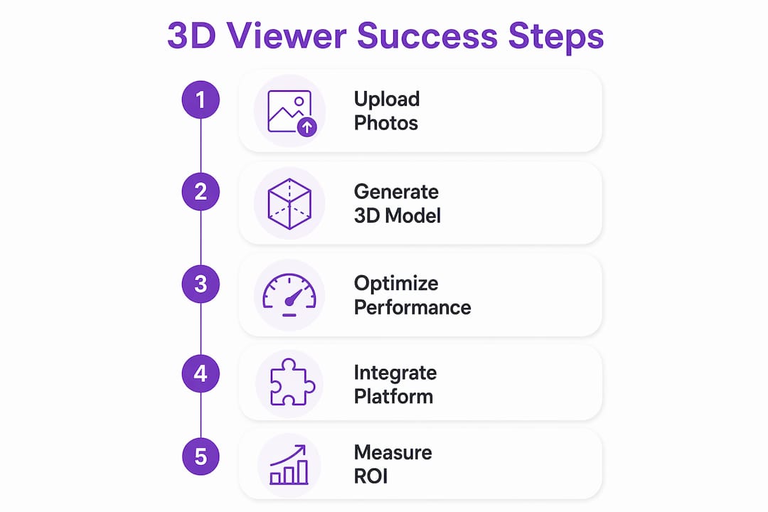 Infographic showing 3D viewer implementation steps