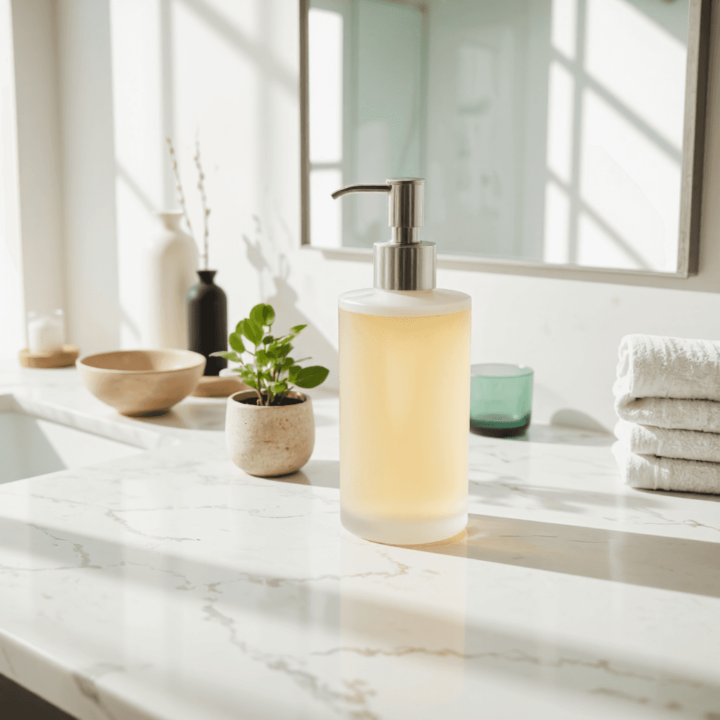 product photography of bottle of liquid