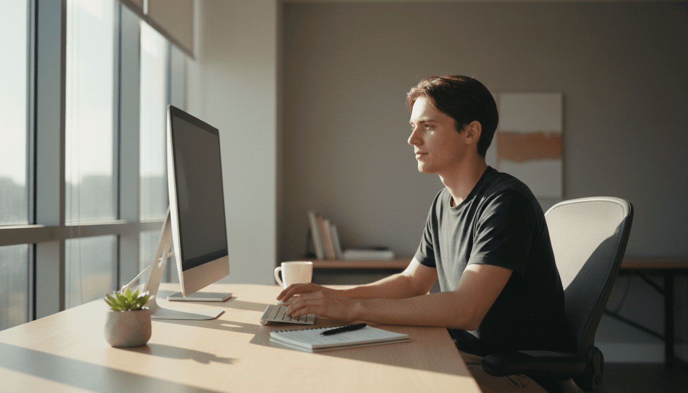 5 Personen sind zusammen in einem Meetingraum für die Büroplanung. Karten liegen vor ihnen. 