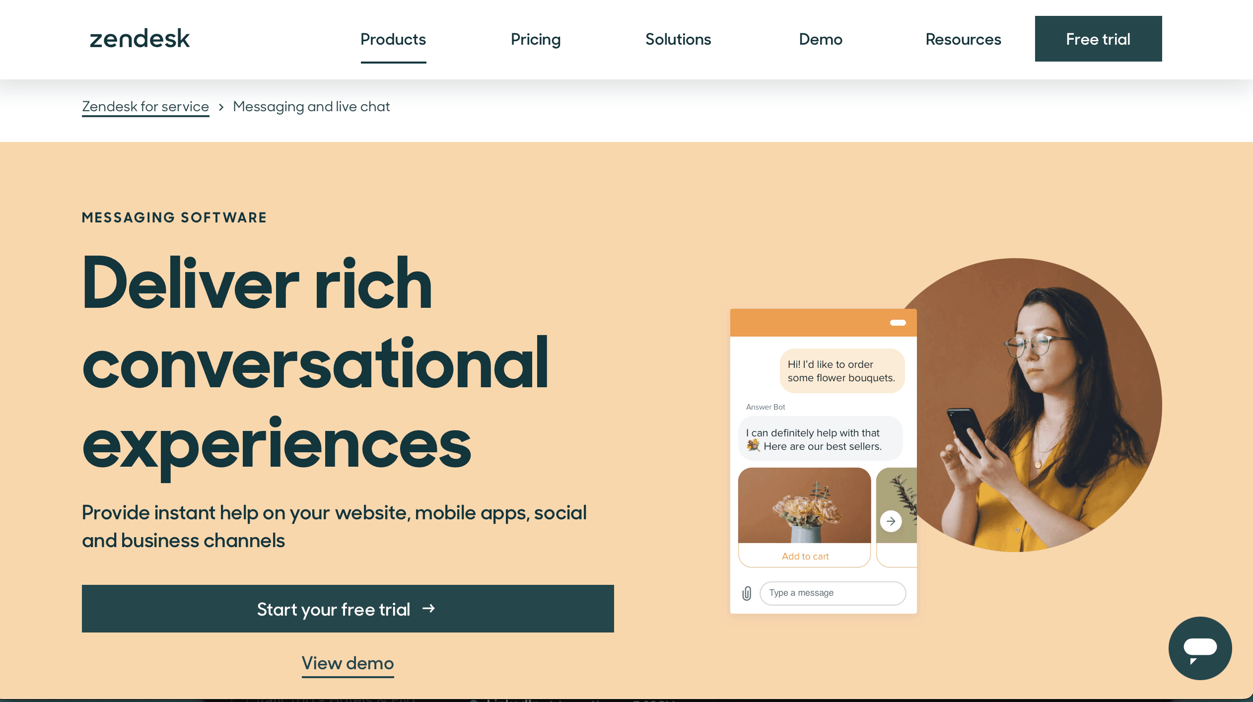 Zendesk landing page