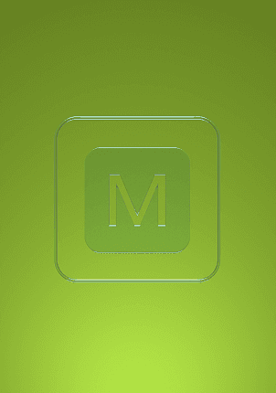 glass 3d icon with letter on green background
