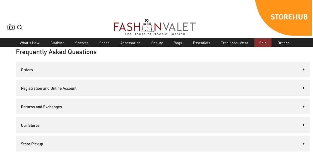 FAQ Page of an online business