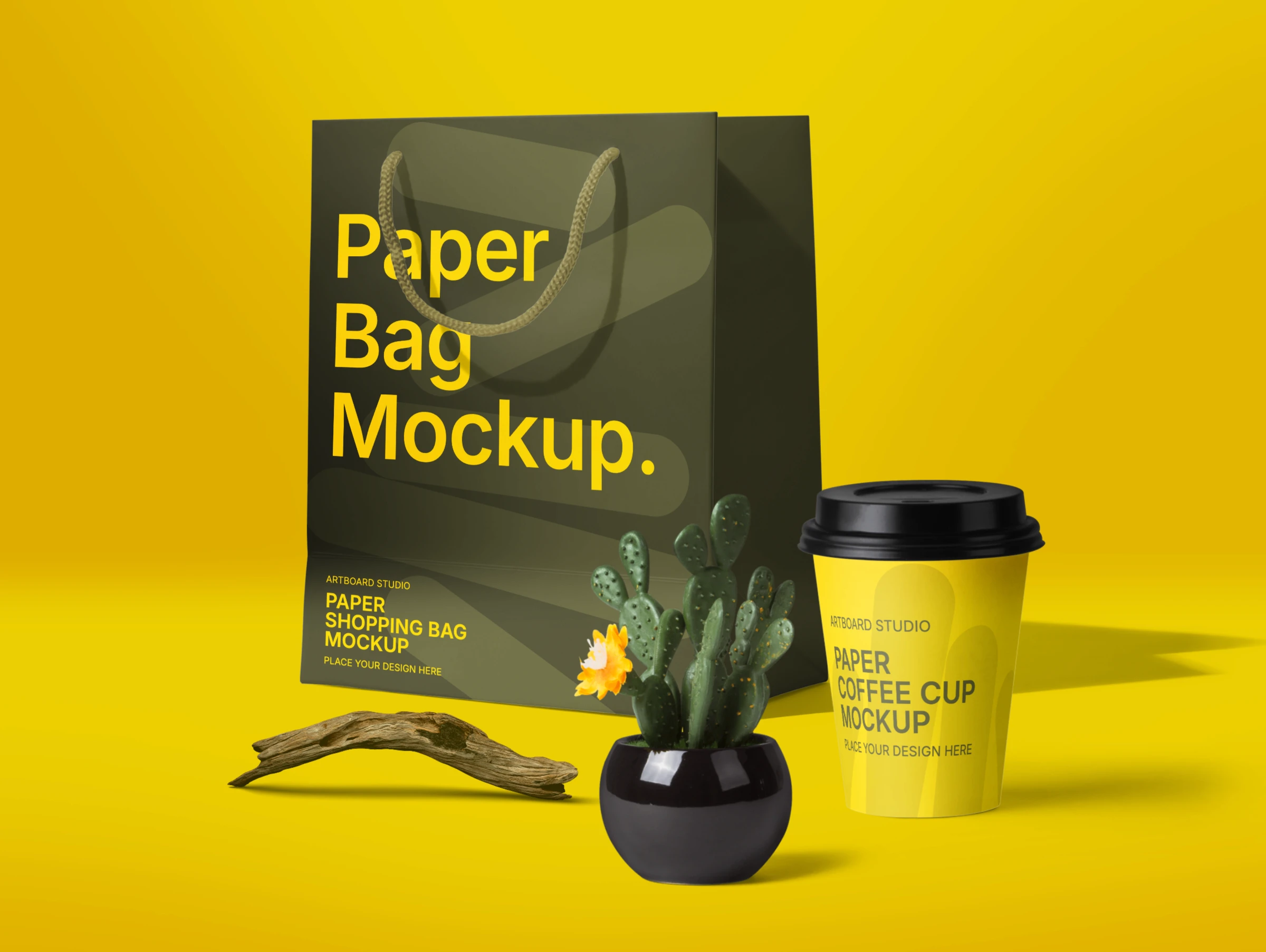 Paper bag mockup for coffee brand