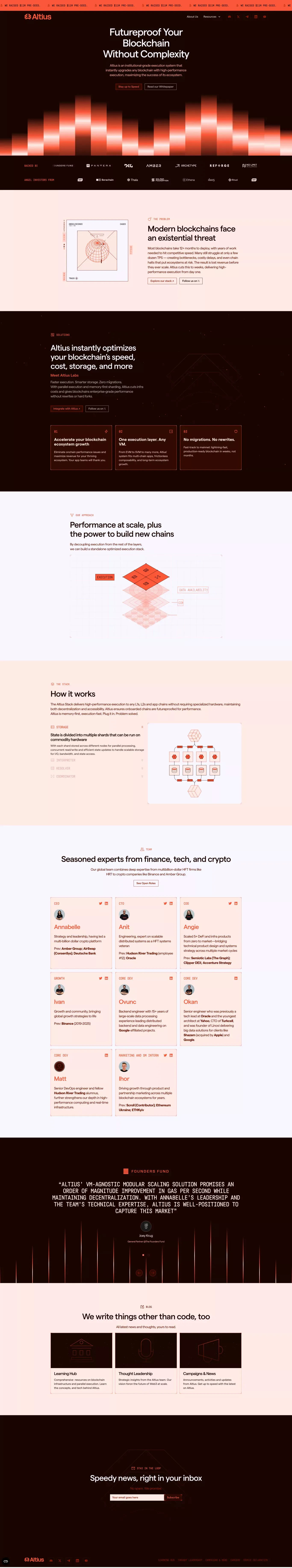 Altius landing page screenshot showcasing Tech design
