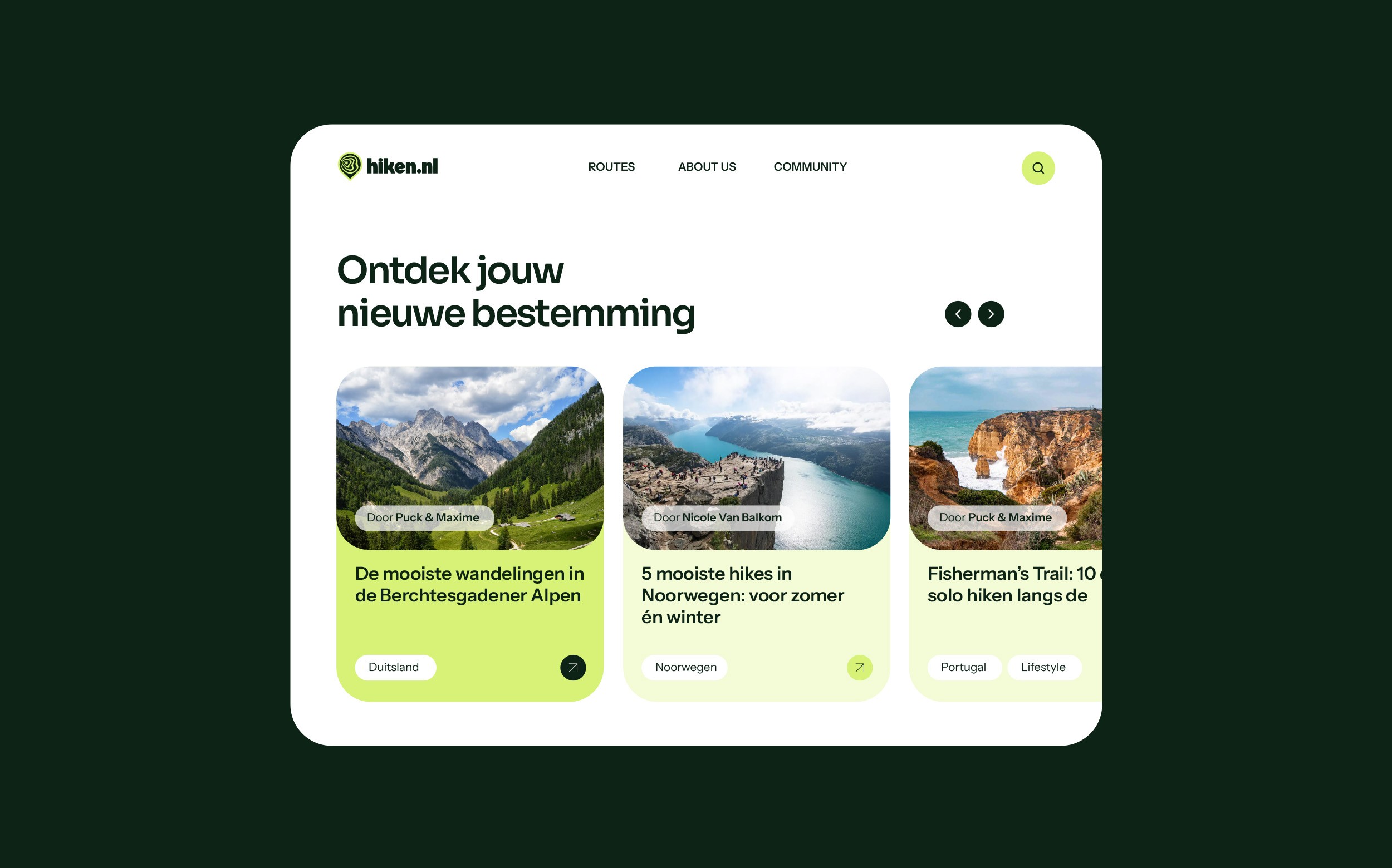 website section cards