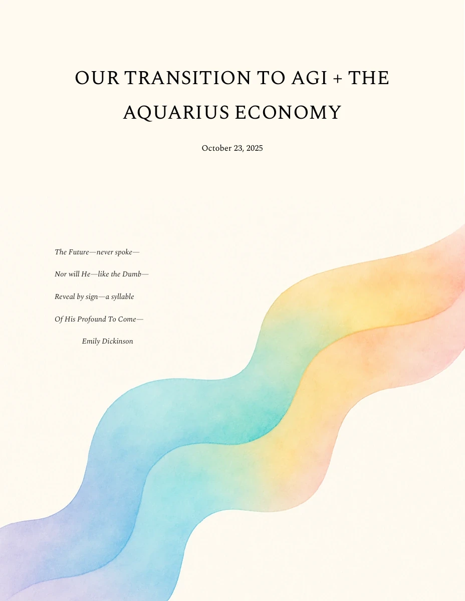 The Aquarius Economy whitepaper cover, with a pastel wave on a cream background.