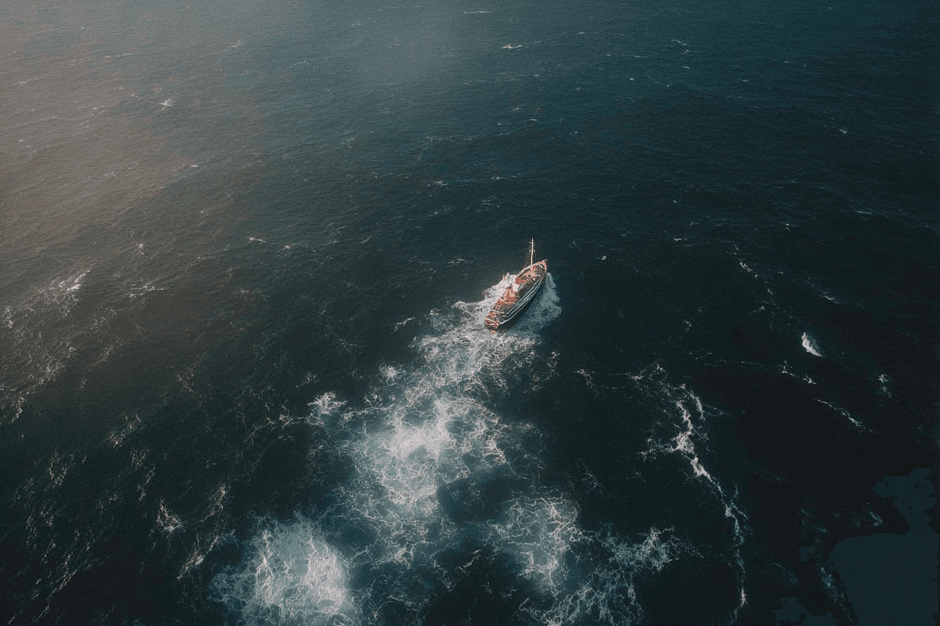 A boat in the middle of the sea