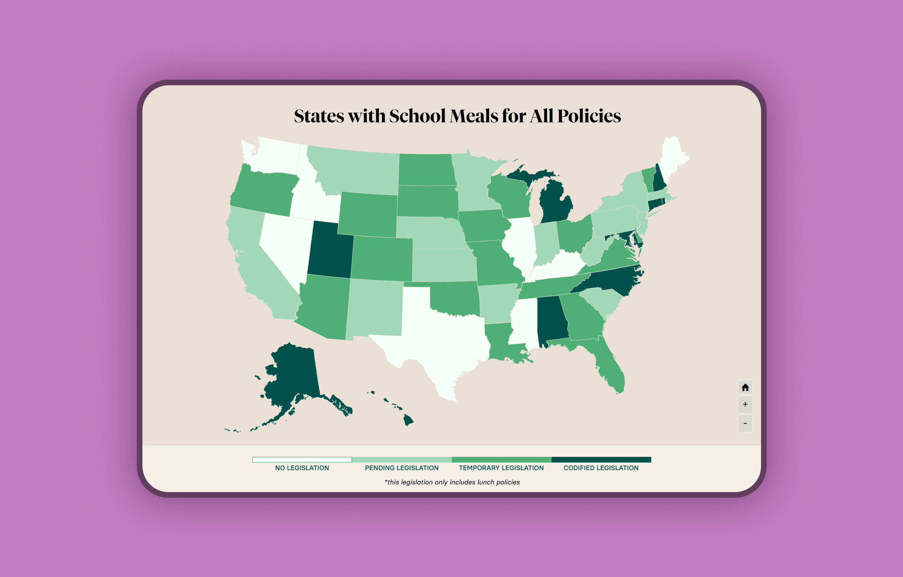 Mockup of the FoodCorps policy map