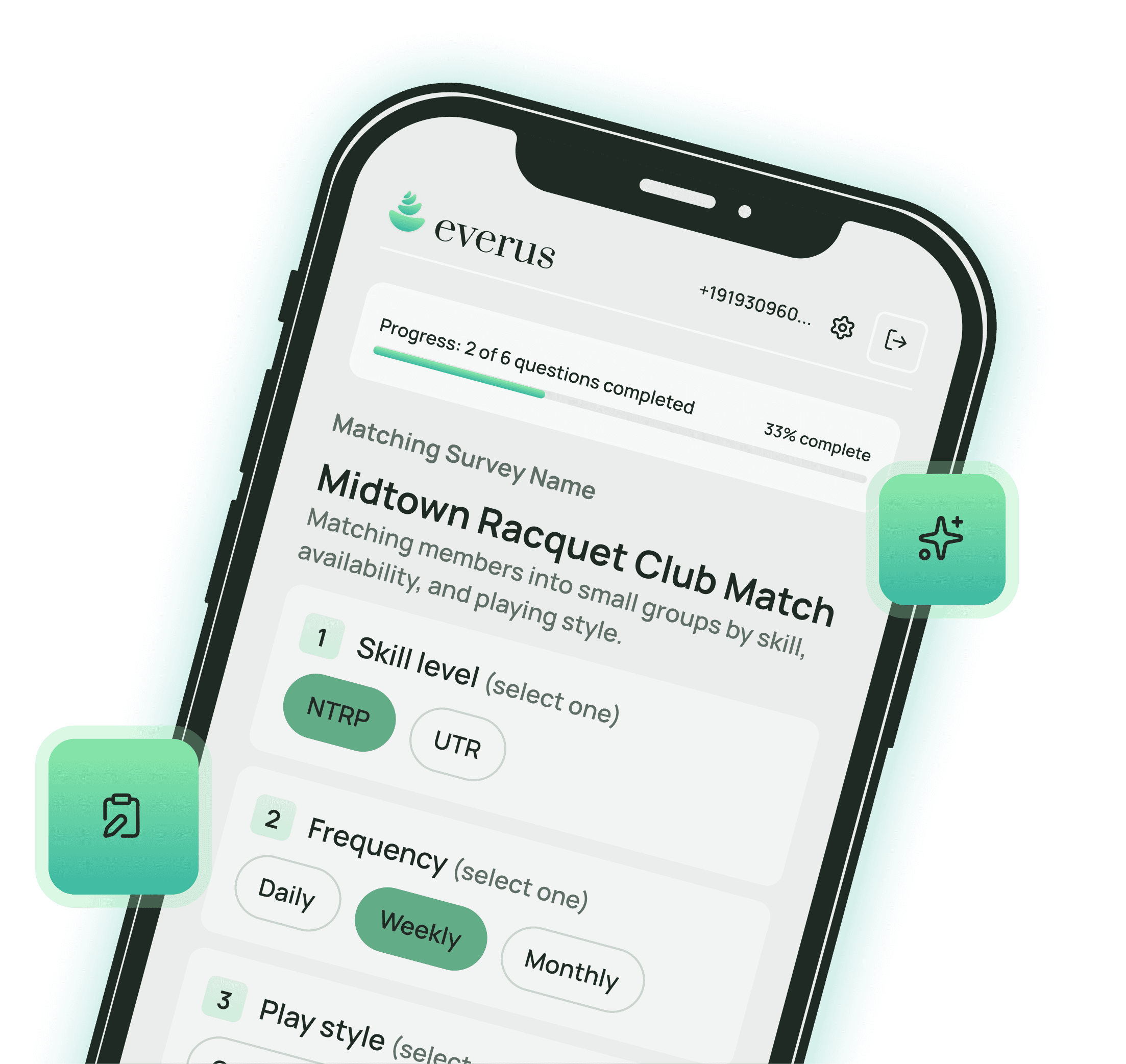 Everus survey displayed on phone