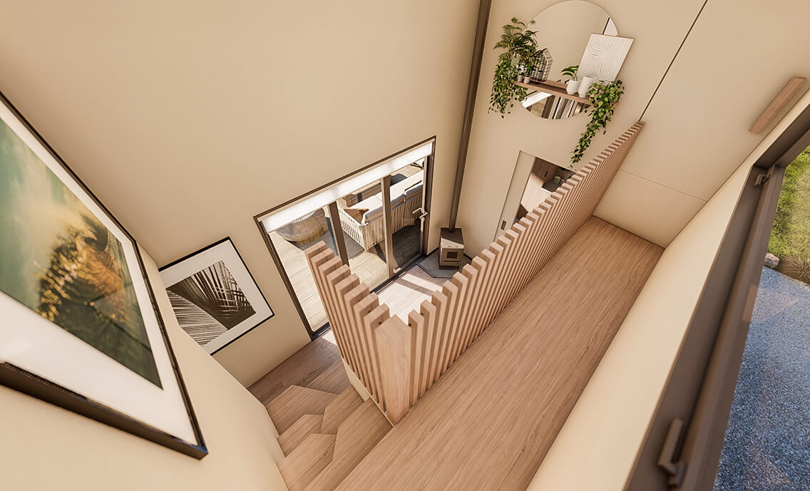 Petite Maison - Tiny House Stairs and Walkway Tiny House Bedroom