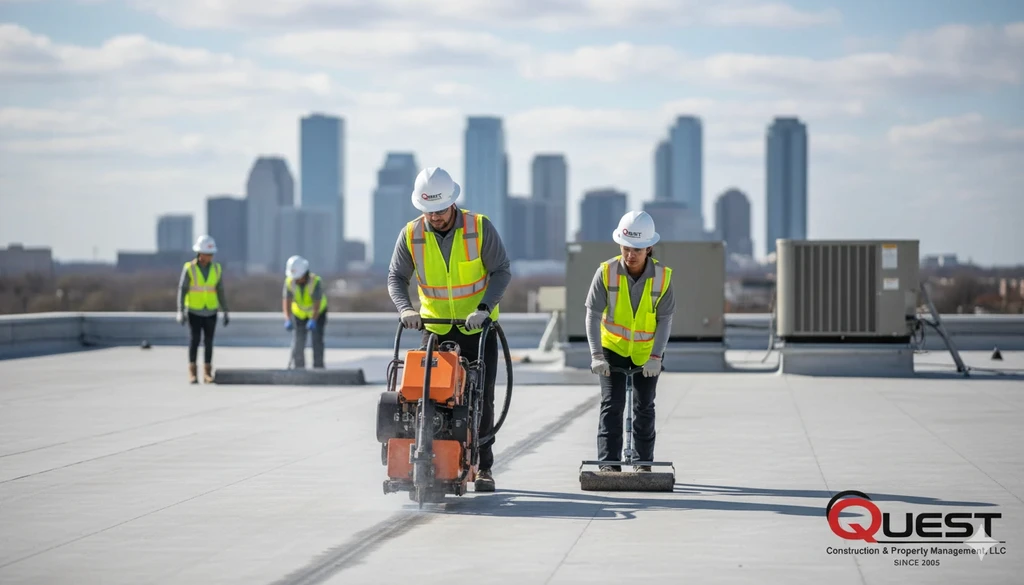 Licensed commercial construction crew executing precision work on schedule