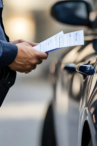 gendarme avec un permis de conduire dans les mains