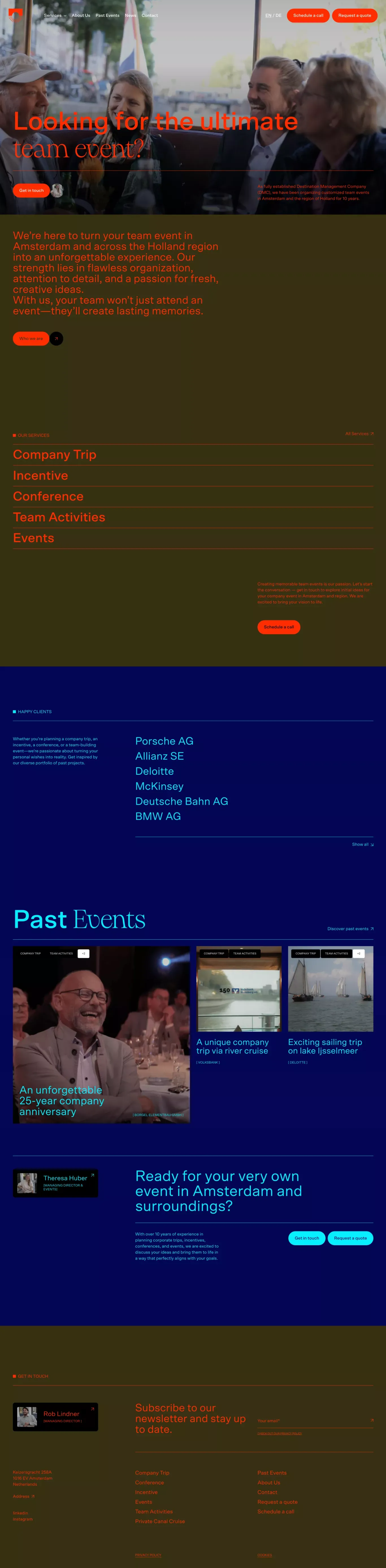 Canals and Windmills other page screenshot showcasing Event design