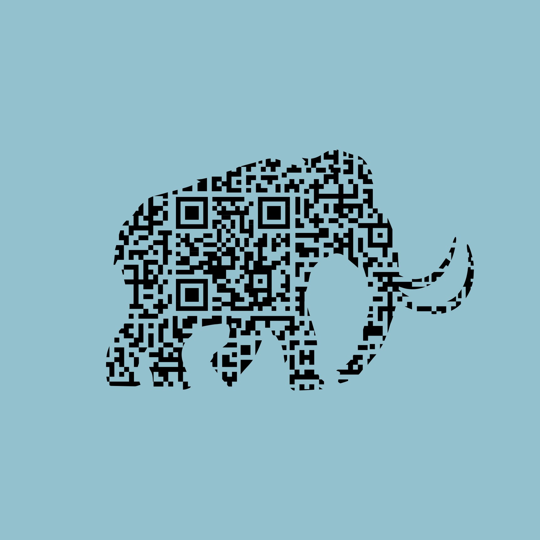 QR code in the shape of a mammoth