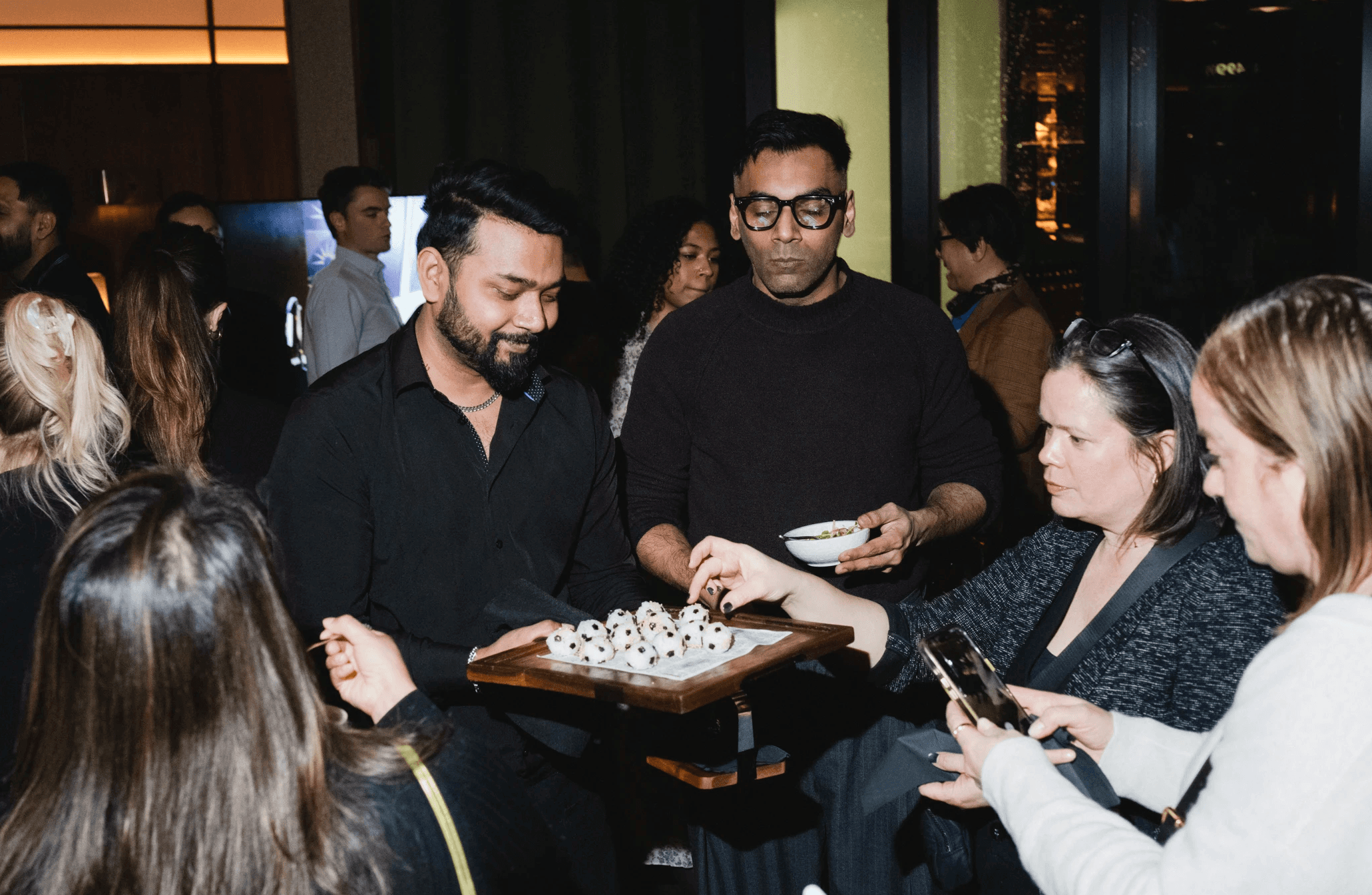 Guests are served with a custom canape from Chef Lee