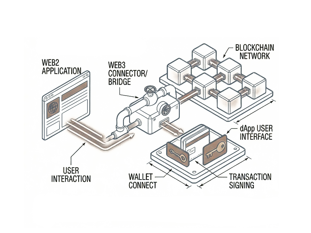 Illustration showing Web3 integration with existing systems
